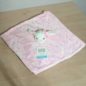HB HUDSON Bunny Rabbit Lovey 14"  Plush Toy Security Blanket Pink White NEW